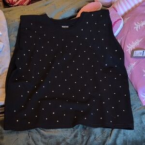 Reaction Kenneth Cole Black Sleeveless Top with Rhinestones XL